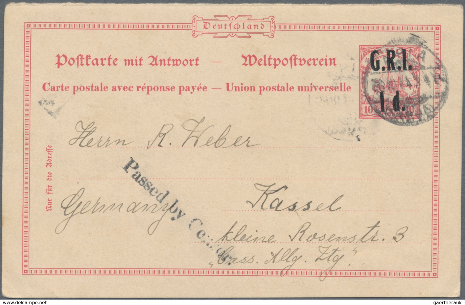 Deutsche Kolonien - Samoa - Britische Besetzung - Ganzsachen: 1914, 1 D. Auf 10 Pfg. Frageteil Bedar - Samoa