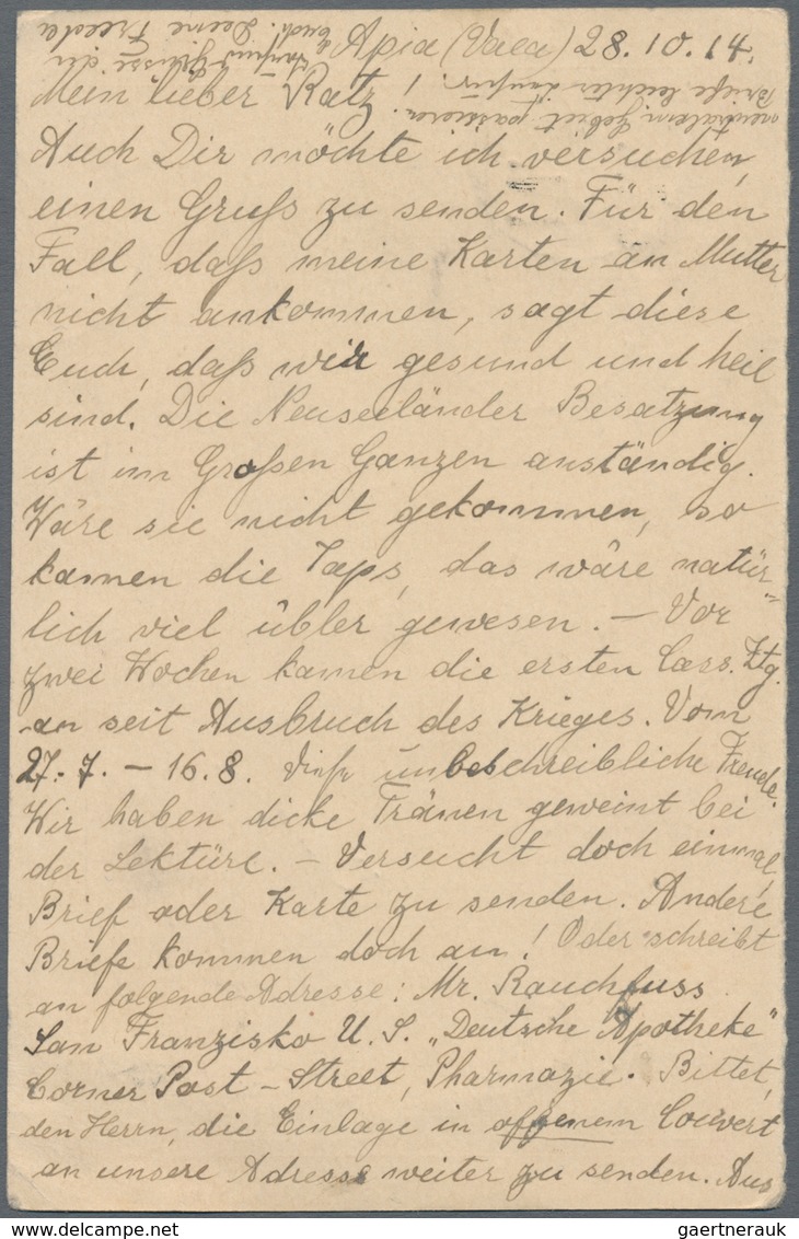 Deutsche Kolonien - Samoa - Britische Besetzung - Ganzsachen: 1914, 1 D. Auf 10 Pfg. Frageteil Bedar - Samoa