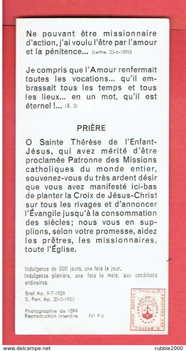 SAINTE THERESE DE L ENFANT JESUS IMAGE PIEUSE RELIQUAIRE RELIQUE ETOFFE AYANT TOUCHE A SES RELIQUES - Godsdienst & Esoterisme