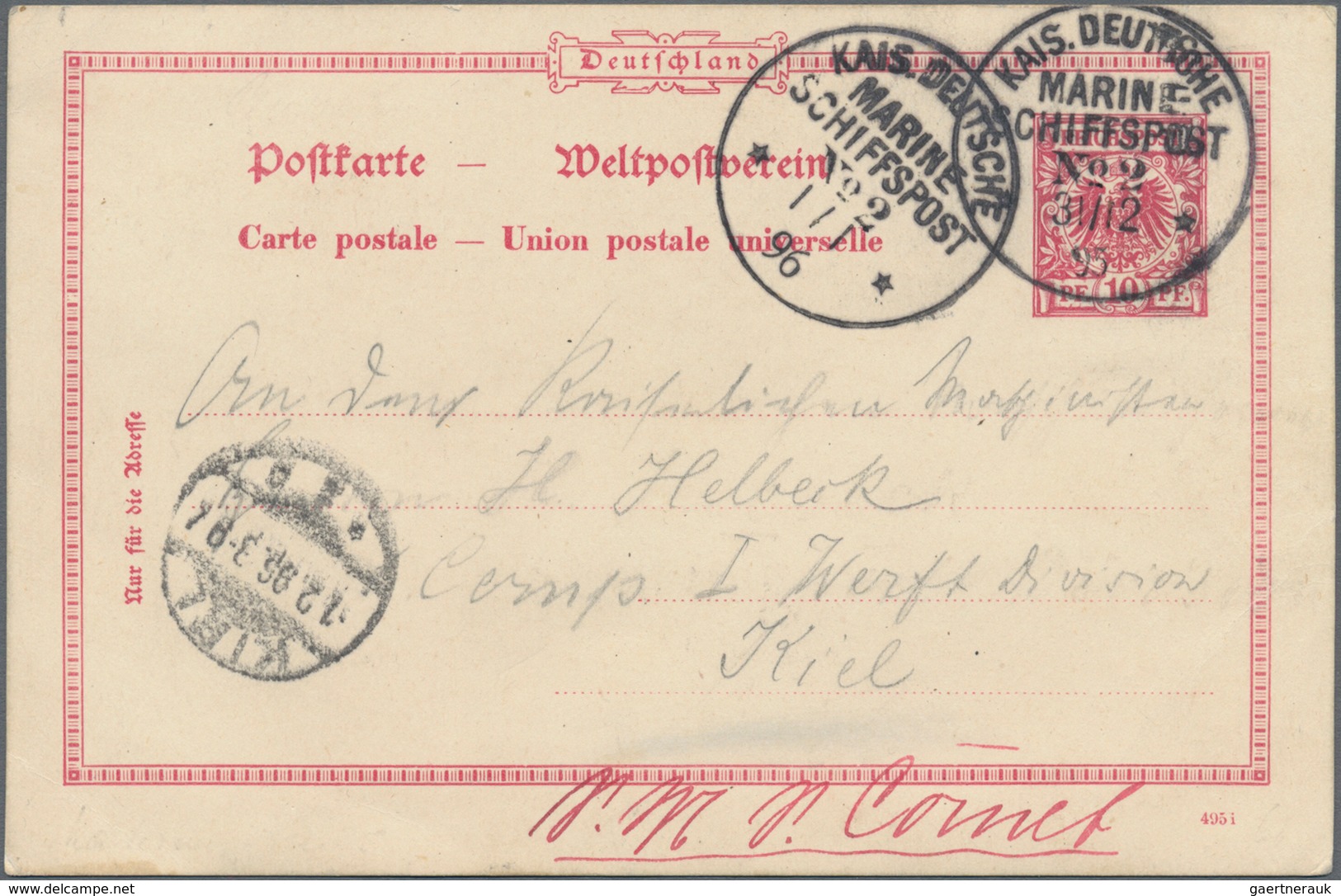 Deutsche Kolonien - Samoa - Besonderheiten: 1895 (31.12.), Stempel "KAIS.DEUTSCHE MARINE-SCHIFFSPOST - Samoa