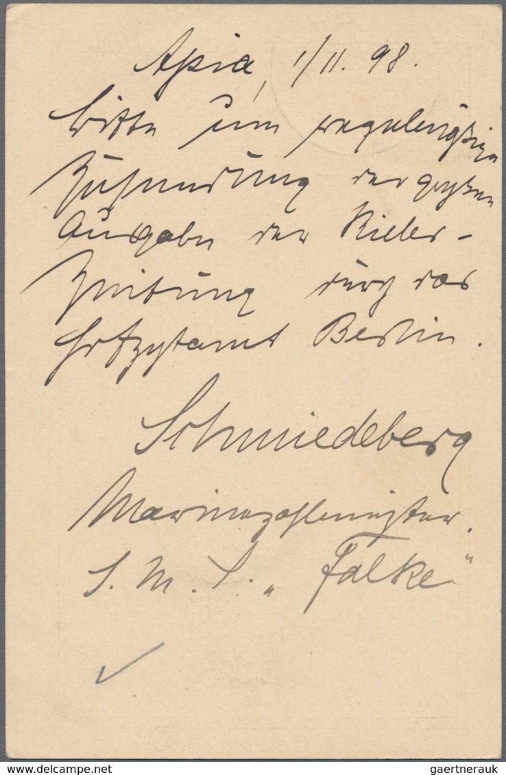 Deutsche Kolonien - Samoa - Besonderheiten: 1898/1899, Drei GA-Belege (2 X GA-Kte "Nur Für Marine-Sc - Samoa