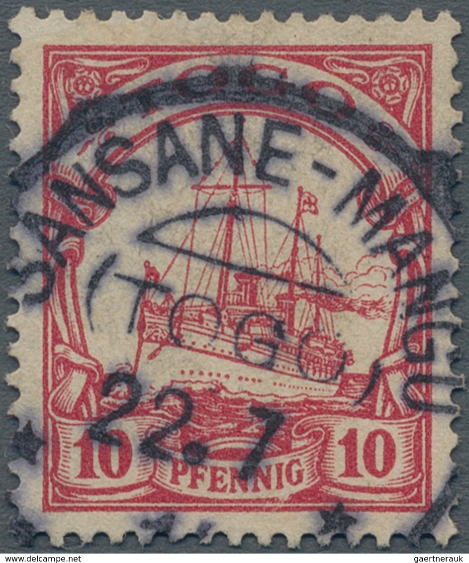 Deutsche Kolonien - Togo: 1900, 10 Pfg. Rosa Kaiseryacht Mit Stempel "SANSANE - MANGU (TOGO) 22.7/ 1 - Togo