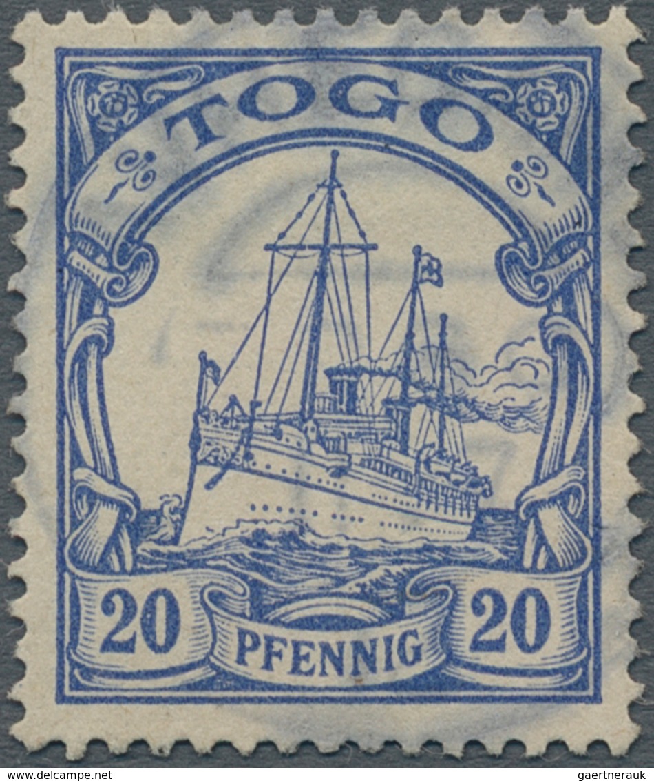 Deutsche Kolonien - Togo: 1900, 20 Pfg. Blau Kaiseryacht Mit Stempel "AVHEGAME (TOGO) 11.7.12". Die - Togo