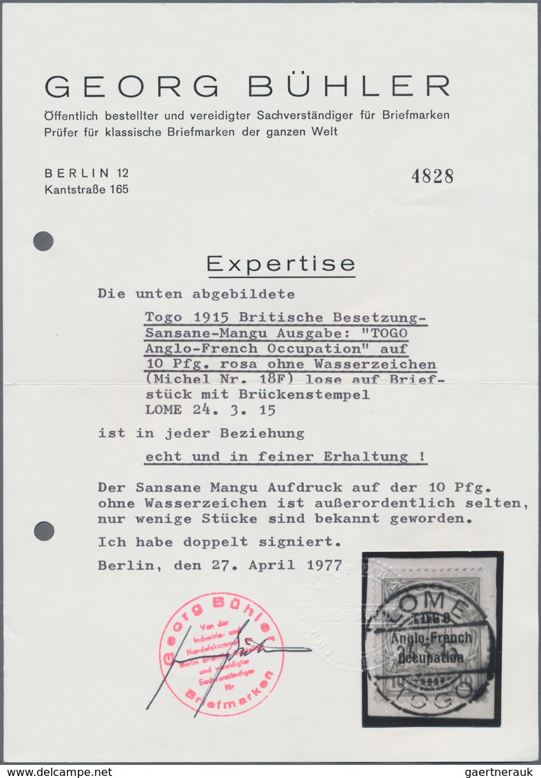 Deutsche Kolonien - Togo - Britische Besetzung: 1914, 10 Pfennig Aufdruck Auf Nr. 9 O.Wz. Auf Briefs - Togo