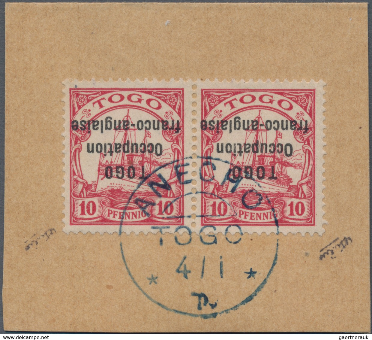 Deutsche Kolonien - Togo - Französische Besetzung: 1915, 10 Pfennig Freimarke Von Togo Mit Kopfstehe - Togo