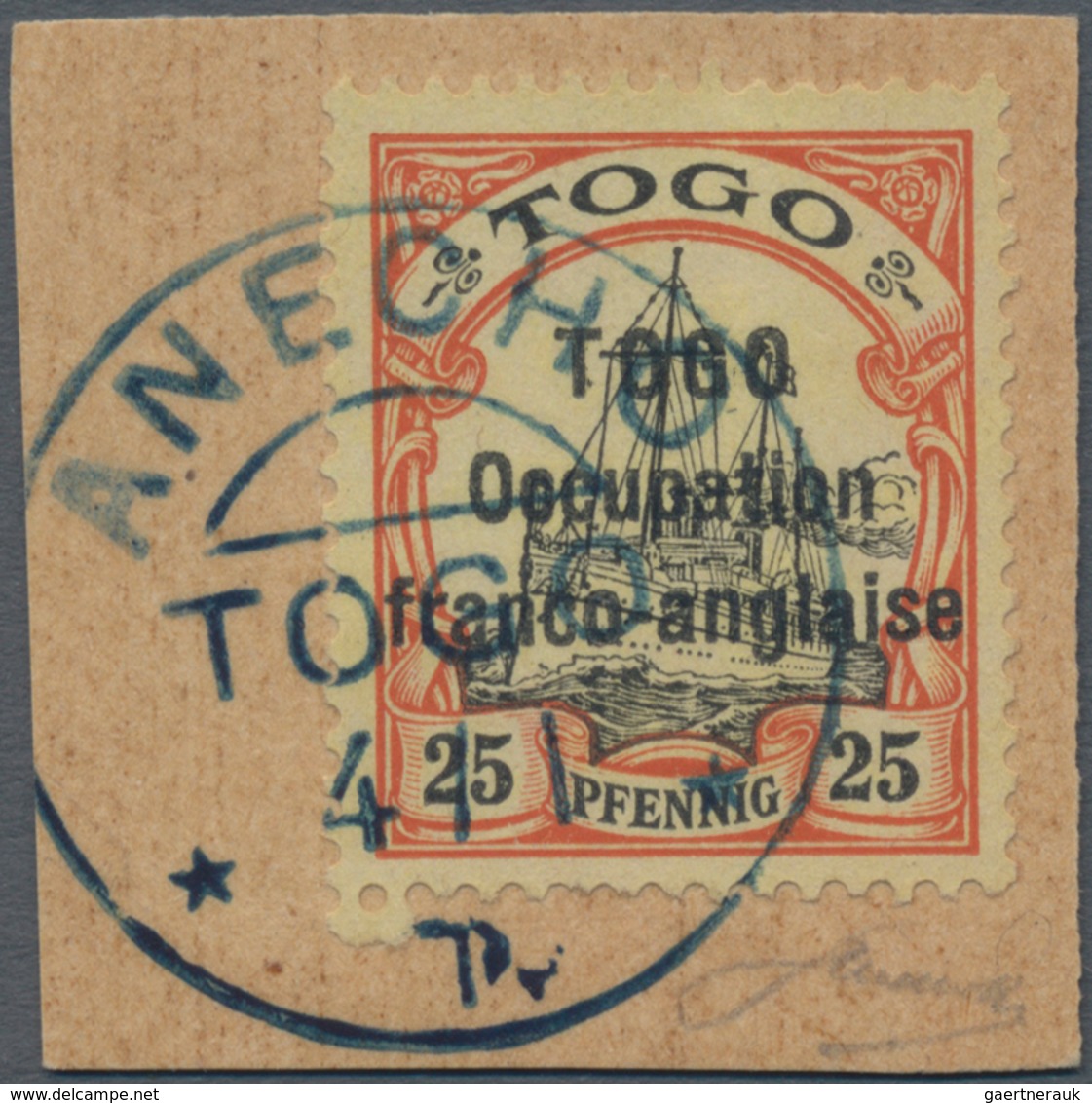 Deutsche Kolonien - Togo - Französische Besetzung: 1915, 25 Pfennig Schiffszeichnung Mit Aufdruck Au - Togo