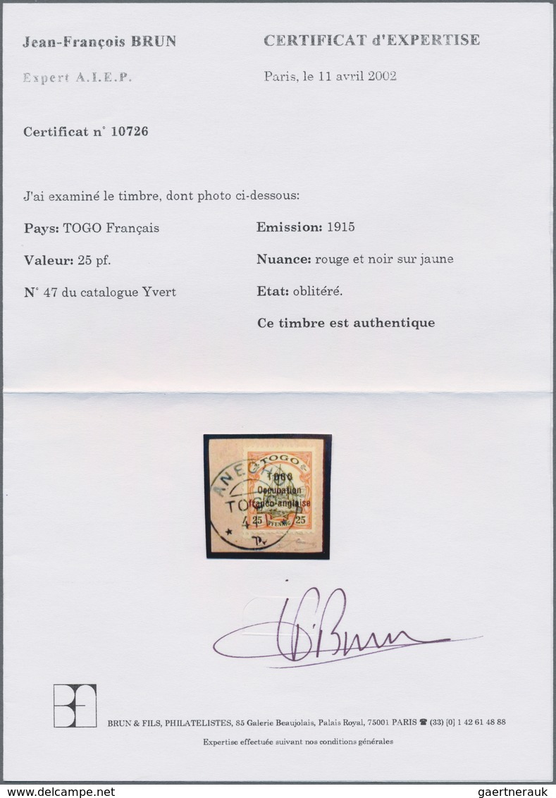 Deutsche Kolonien - Togo - Französische Besetzung: 1915, 25 Pfennig Schiffszeichnung Mit Aufdruck Au - Togo