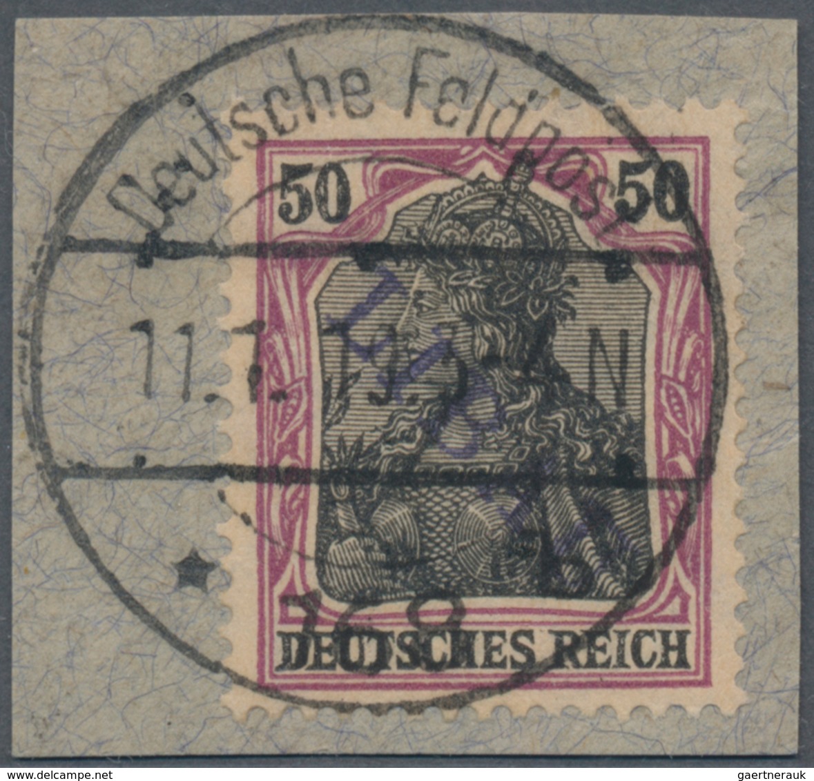 Deutsche Besetzung I. WK: Postgebiet Ober. Ost - Libau: 1919, 50 Pfg. Germania Mit Violettem Aufdruc - Bezetting 1914-18
