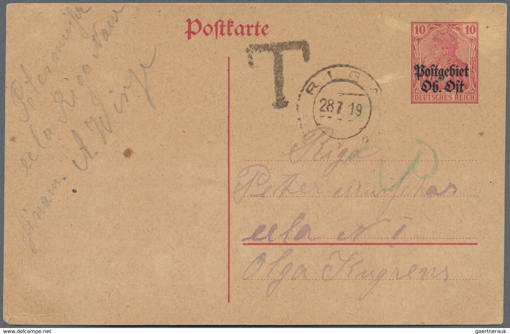 Deutsche Besetzung I. WK: Postgebiet Ober. Ost - Ganzsachen: 1919, 7 1/2 Und 10 Pfg. Ganzsachenkarte - Besetzungen 1914-18