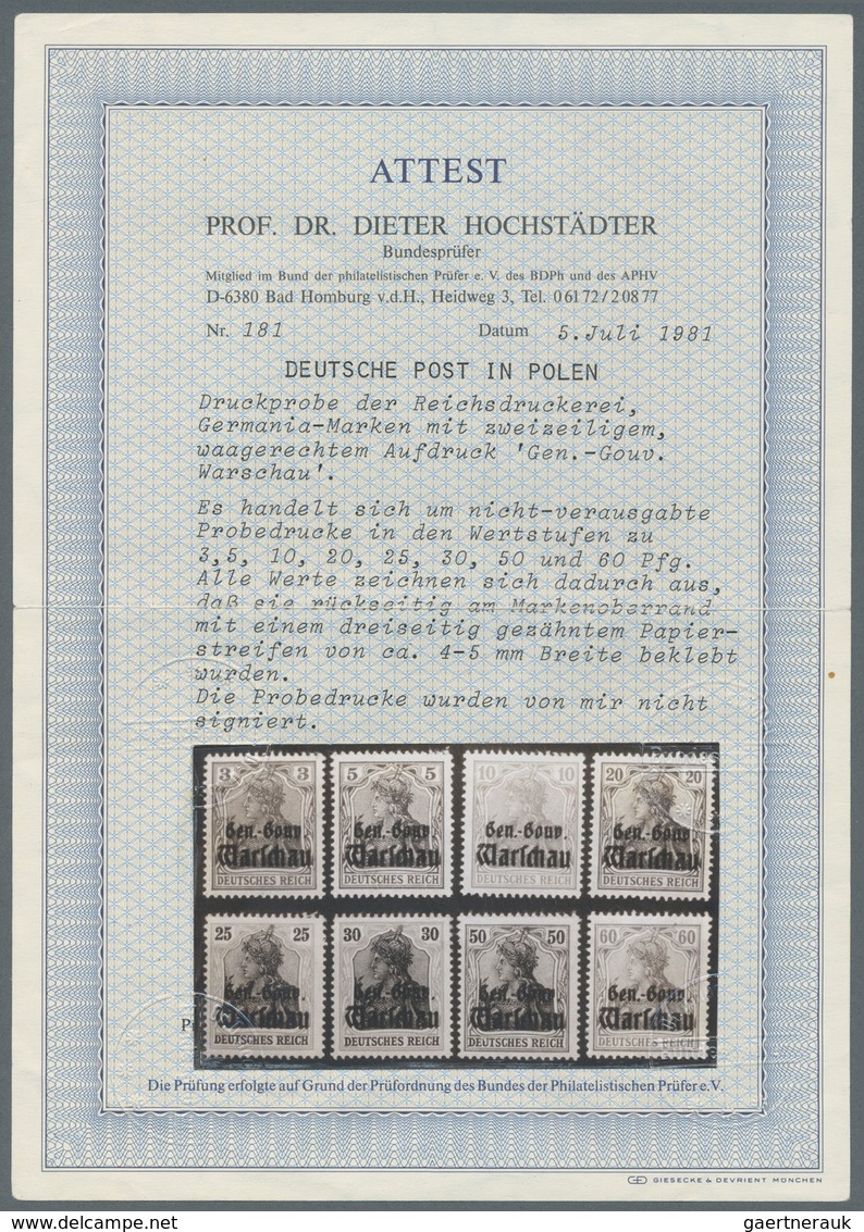 Deutsche Besetzung I. WK: Deutsche Post In Polen: 1916, Germania 3 Pf Bis 60 Pf, Acht Nicht Verausga - Occupation 1914-18