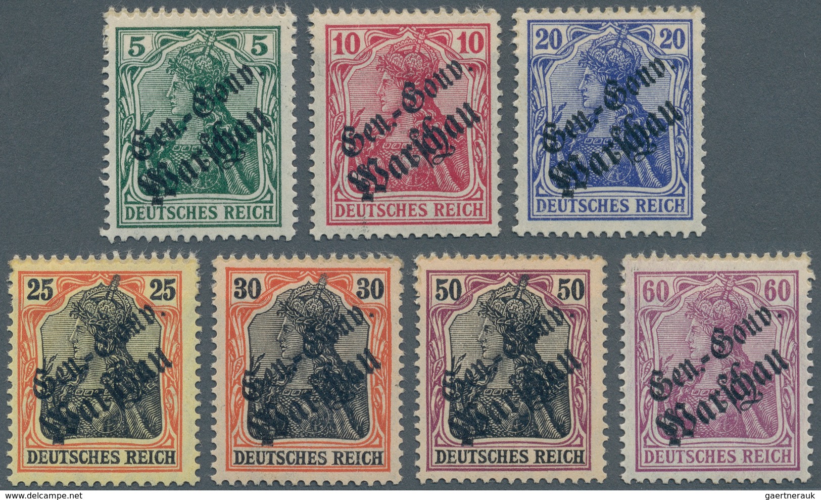 Deutsche Besetzung I. WK: Deutsche Post In Polen: 1916, Germania 5 Pf Bis 60 Pf, Sieben Nicht Veraus - Besetzungen 1914-18