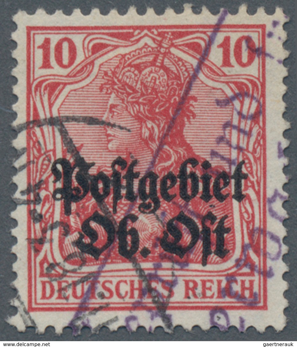 Deutsche Besetzung I. WK: Deutsche Post In Polen: 1916, 10 Pf Dunkelrot Gestempelt Plus Teil Des Kön - Occupation 1914-18