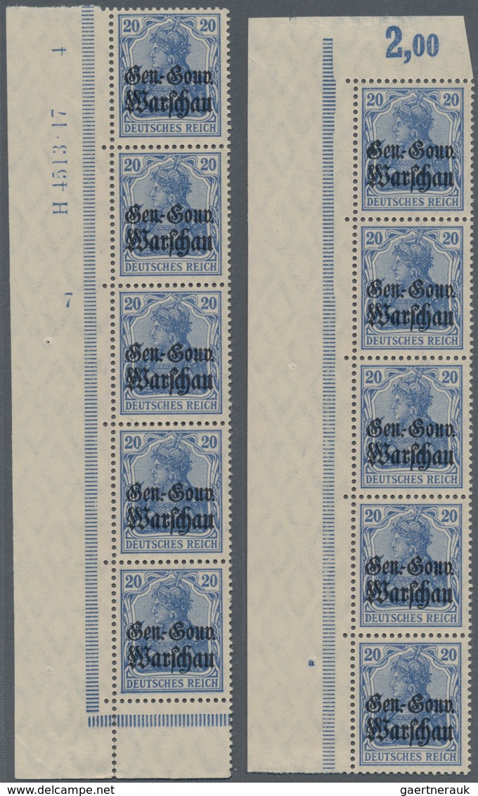 Deutsche Besetzung I. WK: Deutsche Post In Polen: 1917, 20 Pfg. Dunkelultramarin, Zwei Senkrechte 5e - Occupation 1914-18