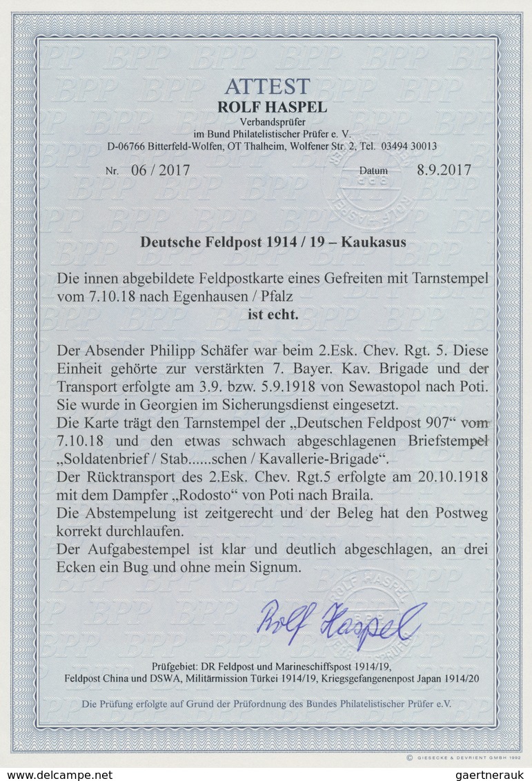 Feldpost 1. Weltkrieg: 1918, Feldpostkarte Eines Gefreiten Mit Tarnstempel Vom 7.10.18. Der Absender - Autres & Non Classés