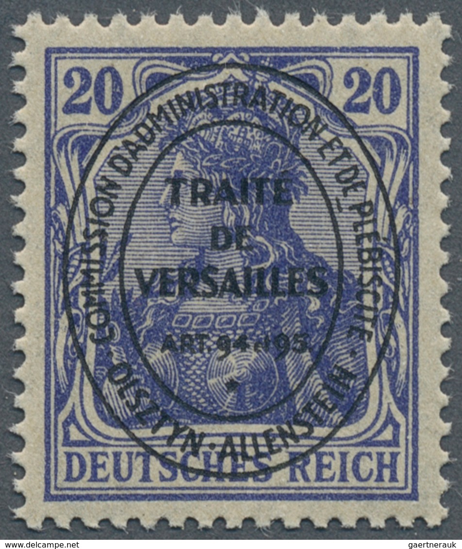 Deutsche Abstimmungsgebiete: Allenstein: 1920: 20 Pfg. Ultramarin, Postfrisches Qulitätsstück Der Se - Sonstige & Ohne Zuordnung