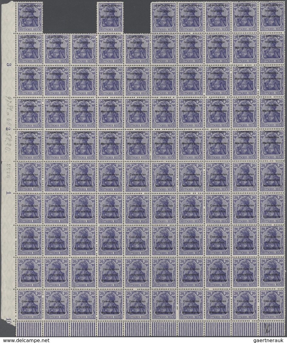 Deutsche Abstimmungsgebiete: Marienwerder: 1920, 20 Pf Violettblau Im Originalbogen Postfrisch (es F - Other & Unclassified