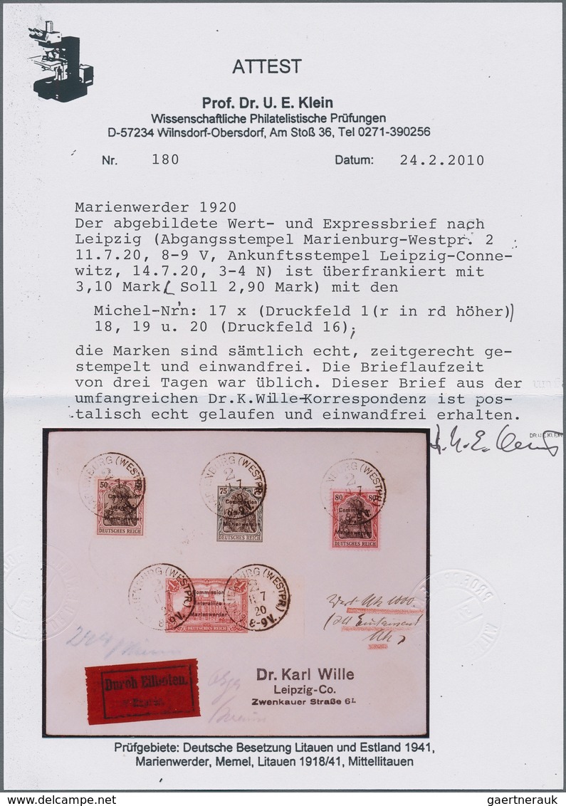Deutsche Abstimmungsgebiete: Marienwerder: 1920, 50 Pfg. Bräunlichlila/schwarz Auf Mittelchromgelb Z - Other & Unclassified