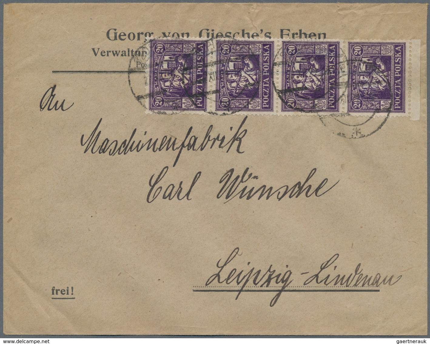 Deutsche Abstimmungsgebiete: Ost-Oberschlesien: 1922, Fimenbedarfsbrief Mit Portogerechter Mehrfachf - Other & Unclassified