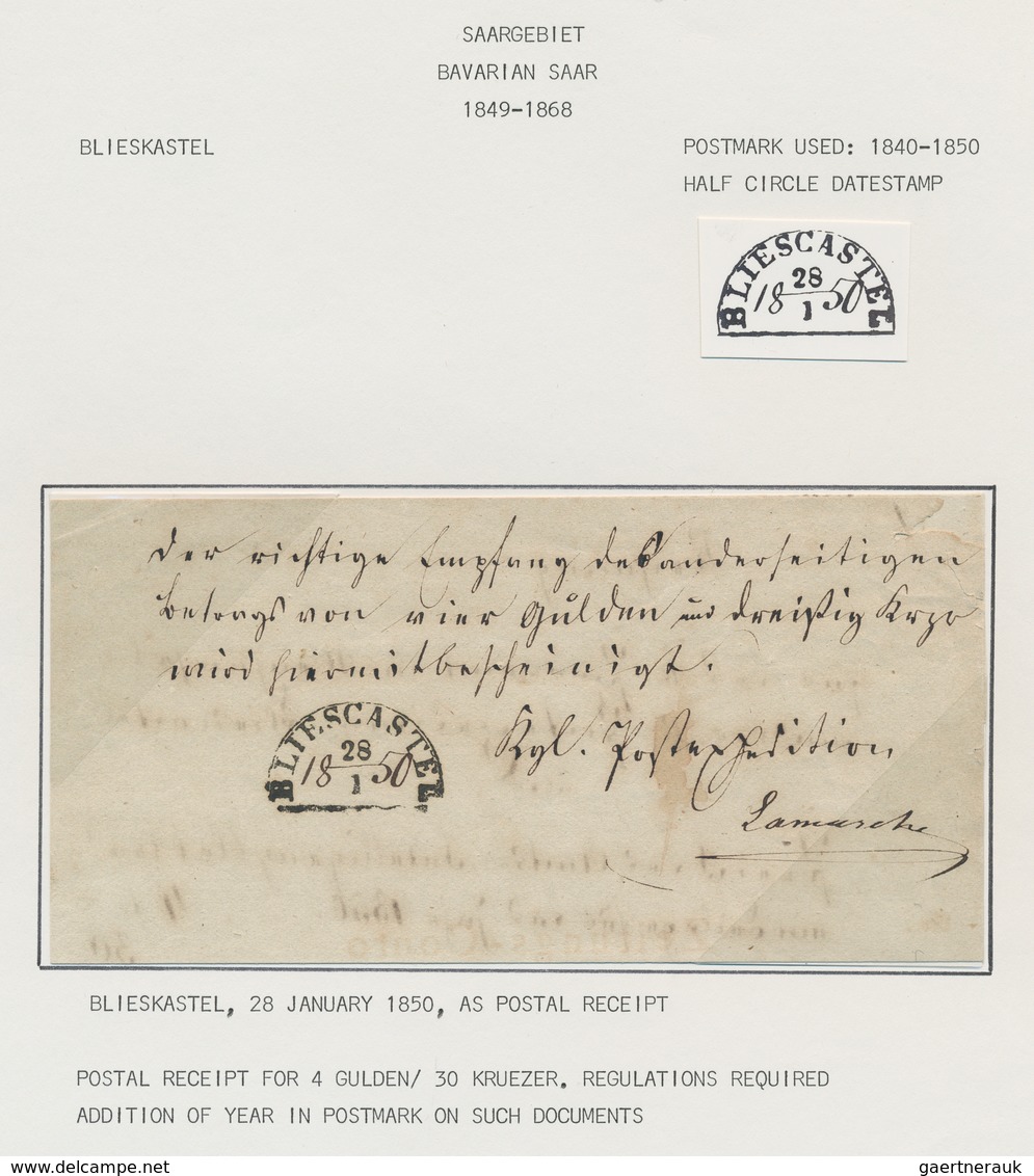 Deutsche Abstimmungsgebiete: Saargebiet: BAYRISCHE POST 1843-56, HOMBURG, Vier Belege Mit Halbkreiss - Lettres & Documents