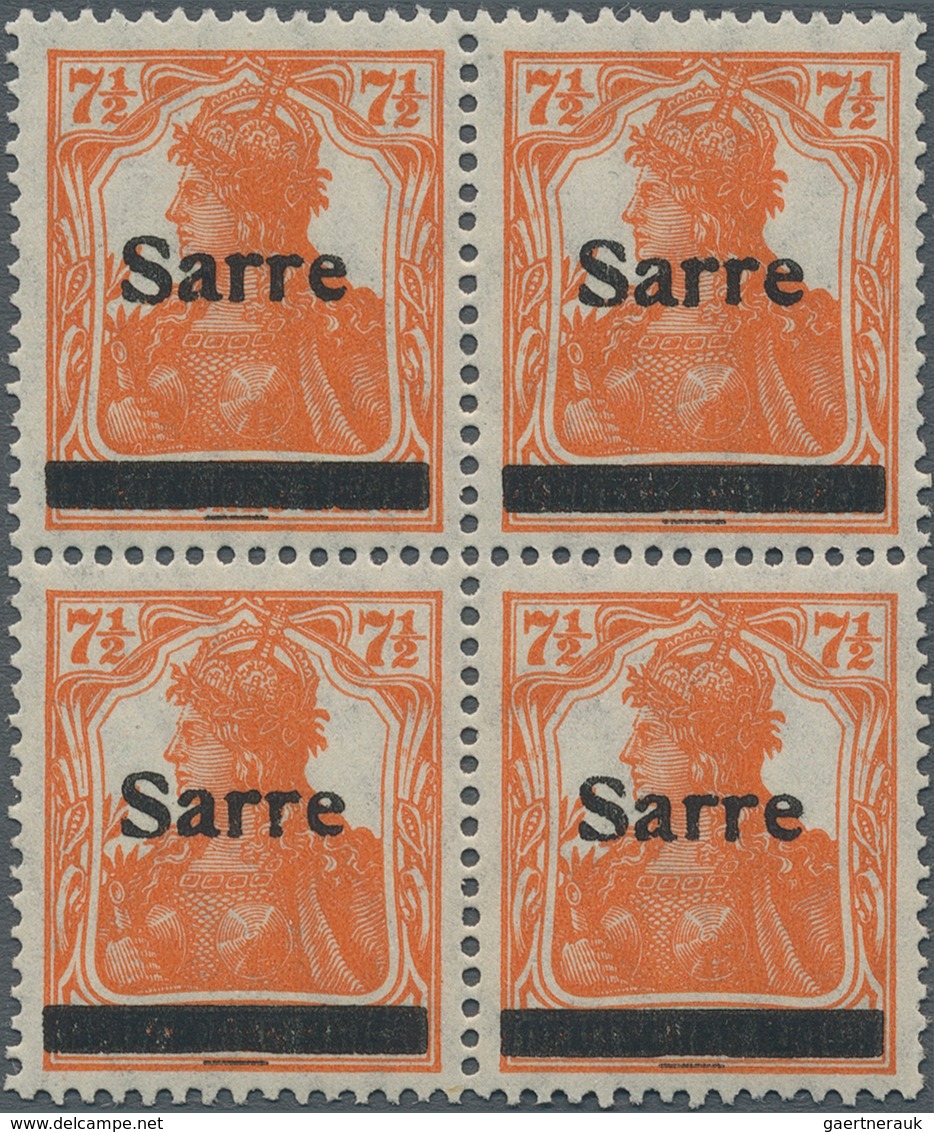 Deutsche Abstimmungsgebiete: Saargebiet: 1920, Germania-Sarre 7½ Pfg. (dunkel)rötlichorange, Aufdruc - Lettres & Documents