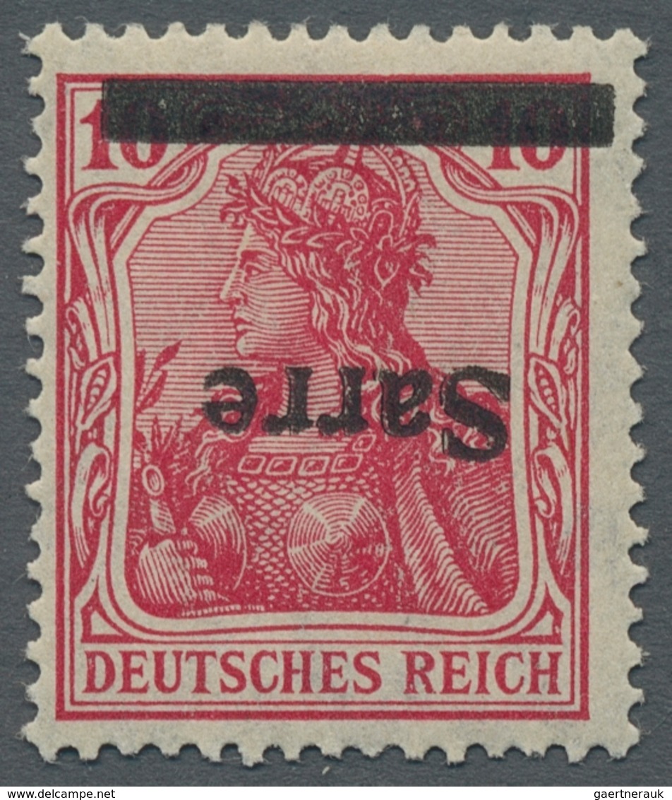 Deutsche Abstimmungsgebiete: Saargebiet: 1920, "10 Pfg. Germania/Sarre Mit Kopfstehendem Aufdruck", - Lettres & Documents