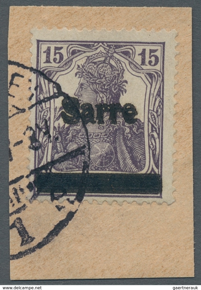 Deutsche Abstimmungsgebiete: Saargebiet: 1920, "15 Pfg. Germania/Sarre Mit Doppeltem Aufdruck", Saub - Brieven En Documenten