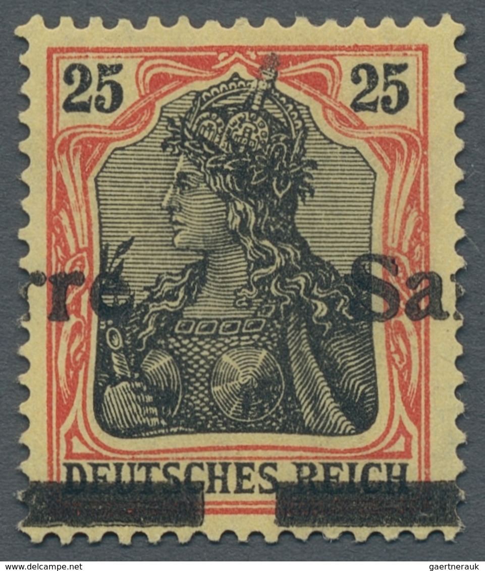 Deutsche Abstimmungsgebiete: Saargebiet: 1920, "25 Pfg. Germania/Sarre Mit Seitlich Verschobenem Auf - Lettres & Documents