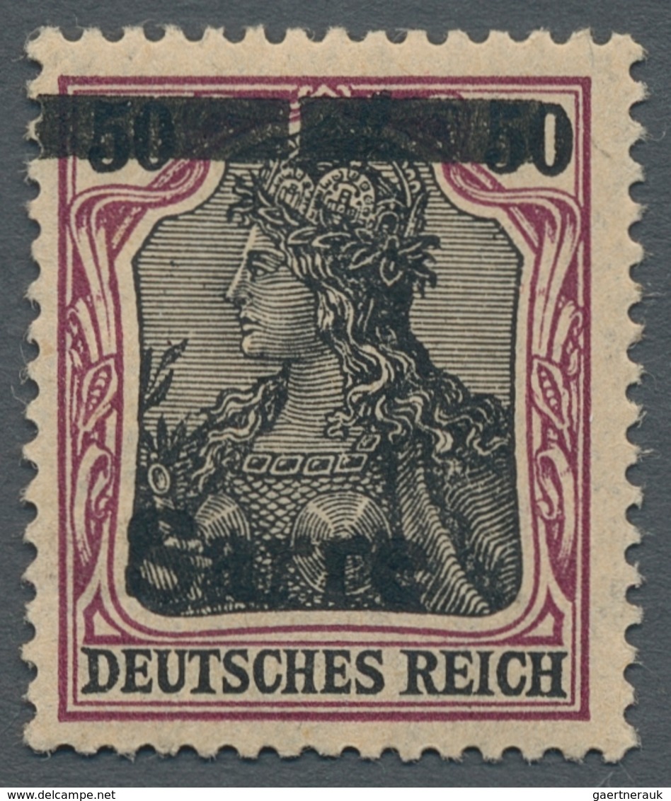 Deutsche Abstimmungsgebiete: Saargebiet: 1920, "50 Pfg. Germania/Sarre Mit Aufdruck In Type II, Balk - Lettres & Documents