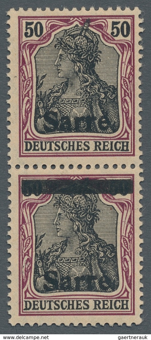 Deutsche Abstimmungsgebiete: Saargebiet: 1920, "50 Pfg. Germania/Sarre", Ungebrauchtes Senkr. Paar O - Briefe U. Dokumente