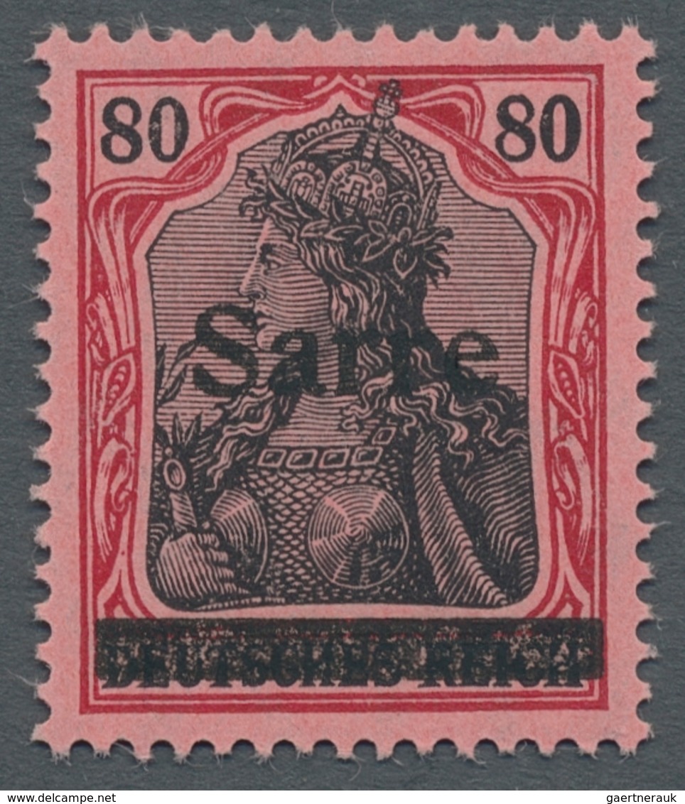Deutsche Abstimmungsgebiete: Saargebiet: 1920, "80 Pfg. Germania/Sarre", Postfrischer Wert Mit Aufdr - Lettres & Documents