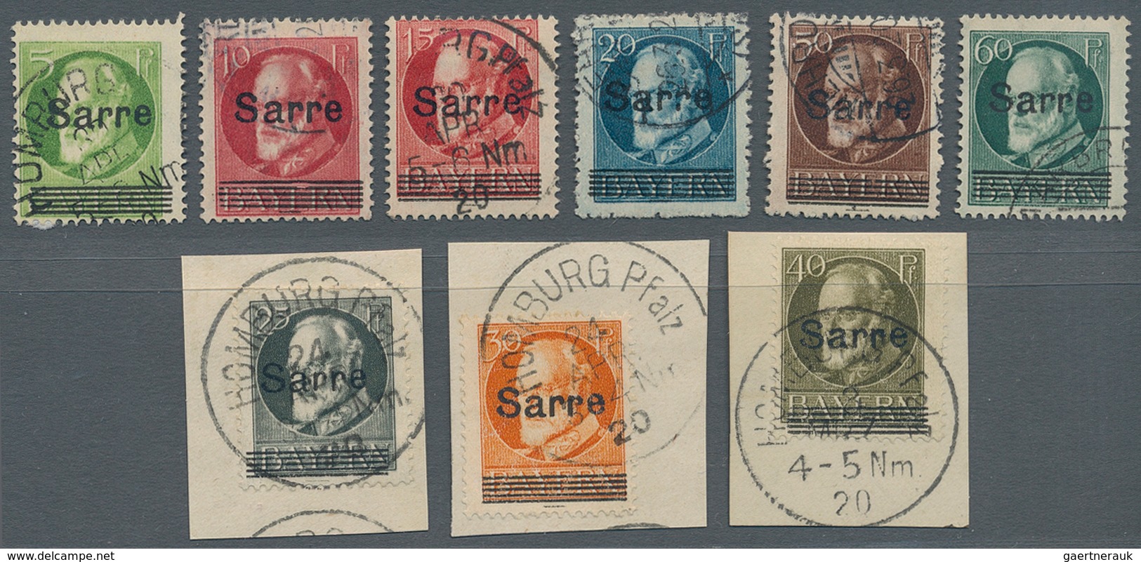 Deutsche Abstimmungsgebiete: Saargebiet: 1920, 5 Pf - 10 M Ludwig Mit Aufdruck „SARRE”, Kompletter G - Lettres & Documents