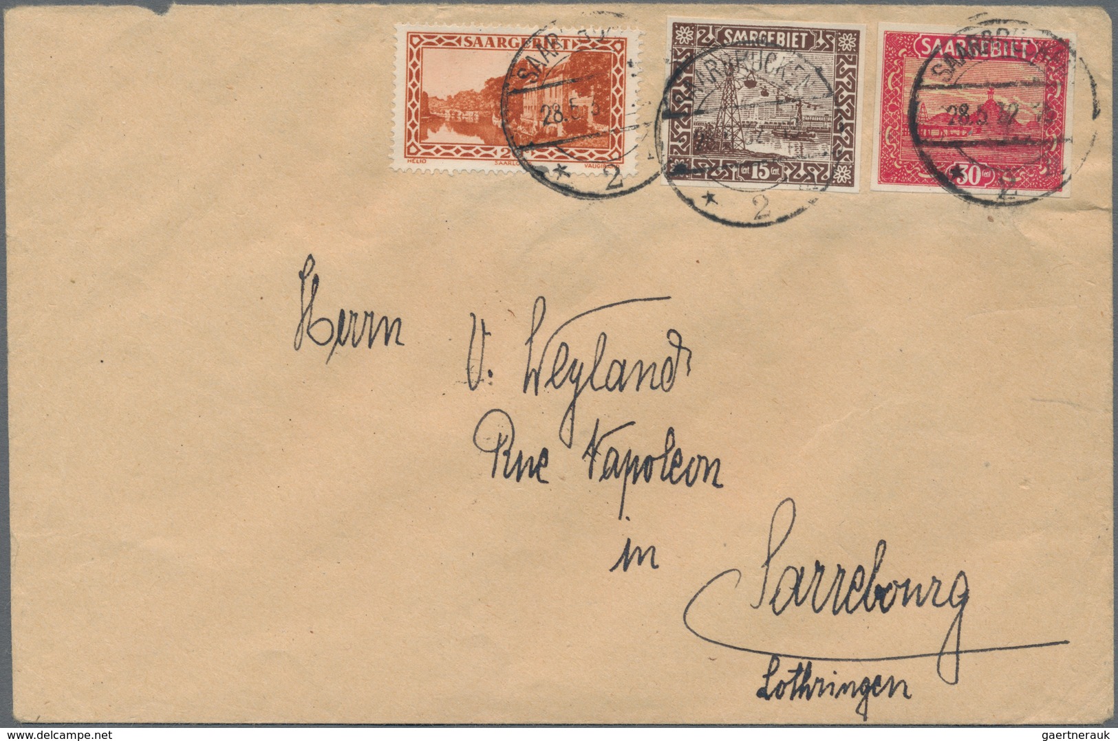 Deutsche Abstimmungsgebiete: Saargebiet: 1922, Freimarken Landschaften 15 C, 30 C, Je Vierseitig Ung - Lettres & Documents