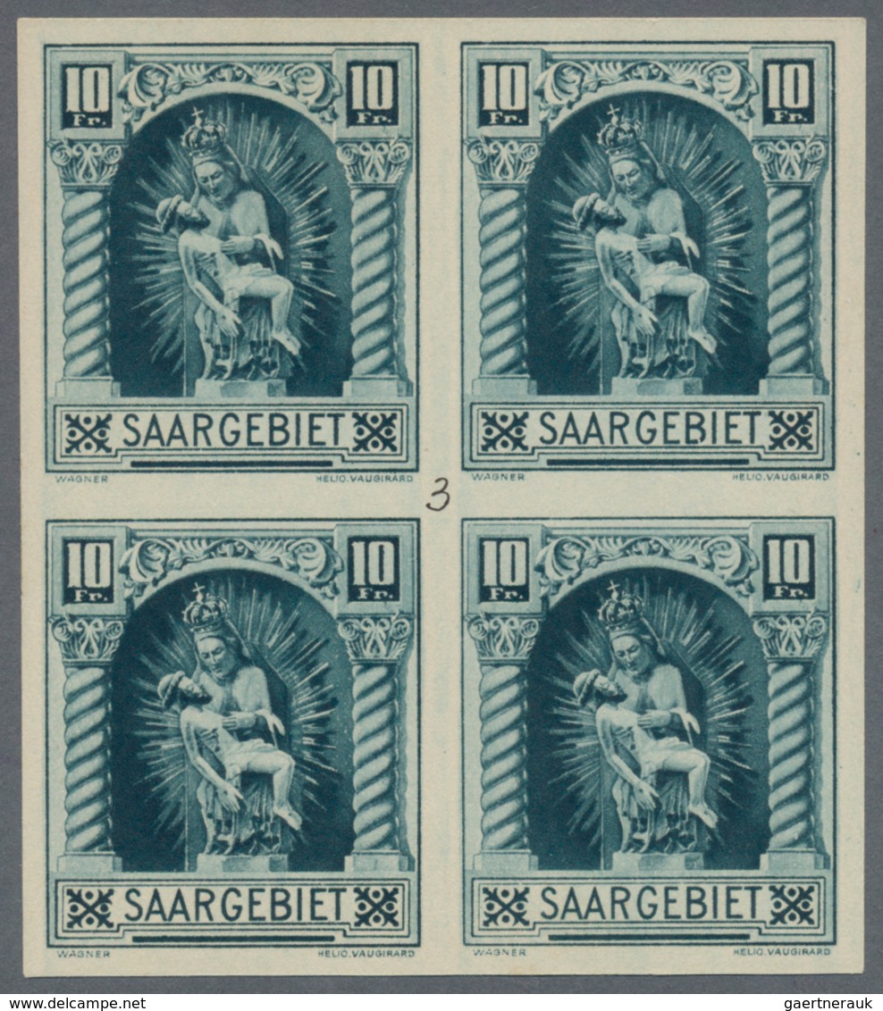 Deutsche Abstimmungsgebiete: Saargebiet: 1925, 10 Fr. Madonna Von Blieskastel Dunkelblau Als Ungezäh - Lettres & Documents