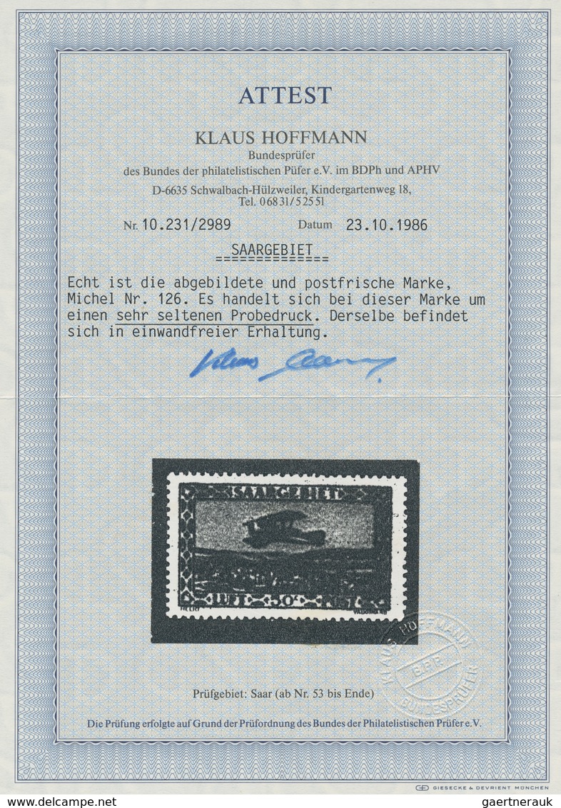 Deutsche Abstimmungsgebiete: Saargebiet: 1928, "50 C. Und 1 Fr. Flugpost Als Probedrucke", Postfrisc - Lettres & Documents