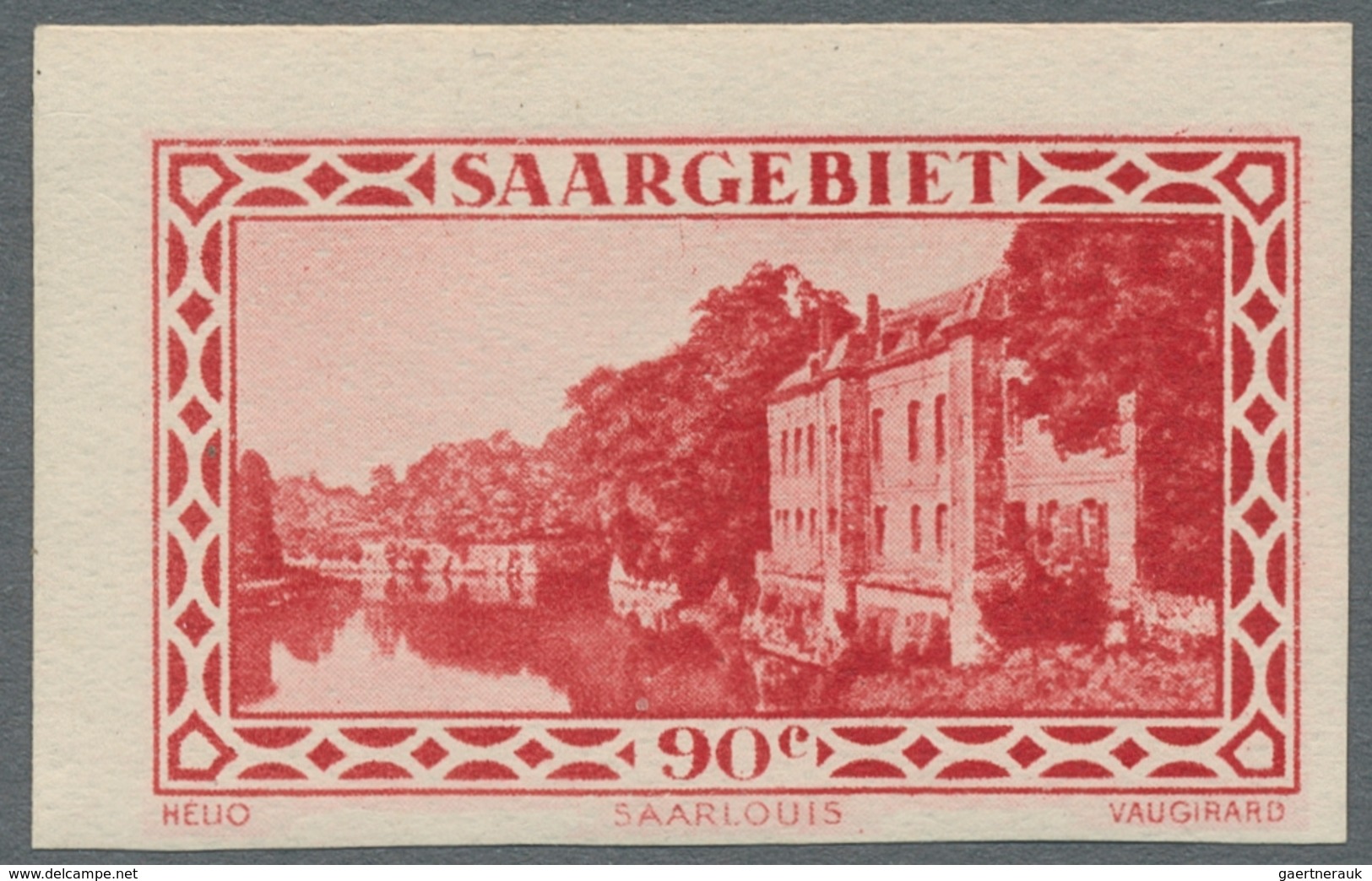 Deutsche Abstimmungsgebiete: Saargebiet: 1932, "90 C. Dunkelrot Ungezähnt", Ungebrauchter Wert In Ta - Briefe U. Dokumente