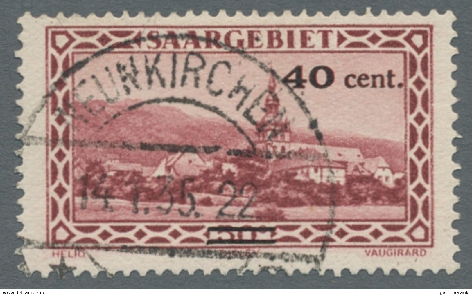 Deutsche Abstimmungsgebiete: Saargebiet: 1934, "40 Auf 50 C. Mit Aufdruck In Rot Und Zusätzlich Korr - Lettres & Documents