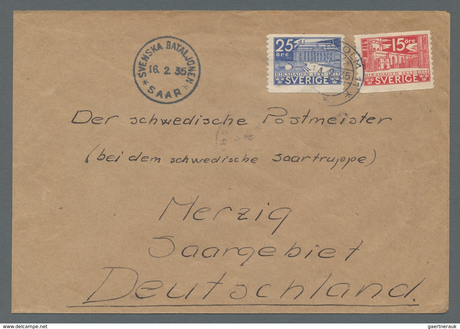 Deutsche Abstimmungsgebiete: Saargebiet - Feldpost: 1935, SCHWED. FELDPOST, Frankierter Feldpostbrie - Brieven En Documenten