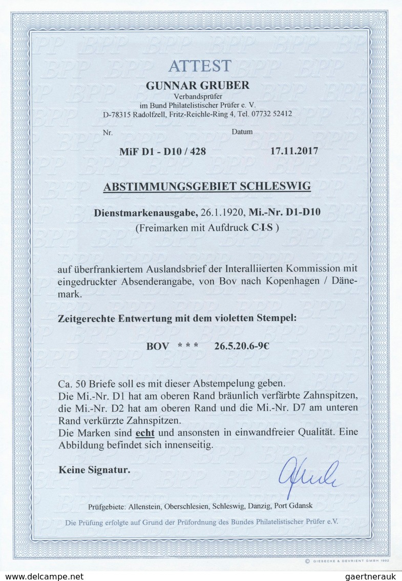 Deutsche Abstimmungsgebiete: Schleswig - Dienstmarken: 1920, Dienst-Aufdruck "C.I.S." 2½ Pf. Bis 75 - Other & Unclassified