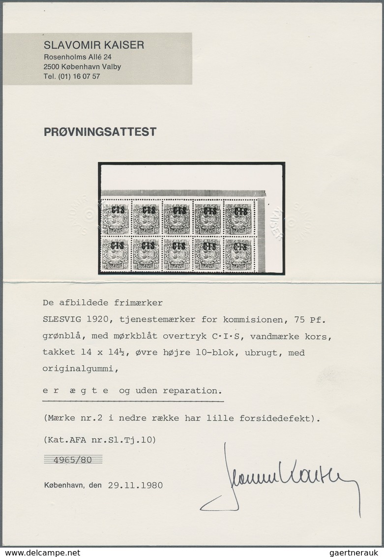 Deutsche Abstimmungsgebiete: Schleswig - Dienstmarken: 1920, CIS-Aufdrucke, 75 Pfg. Dunkelblaugrün, - Andere & Zonder Classificatie