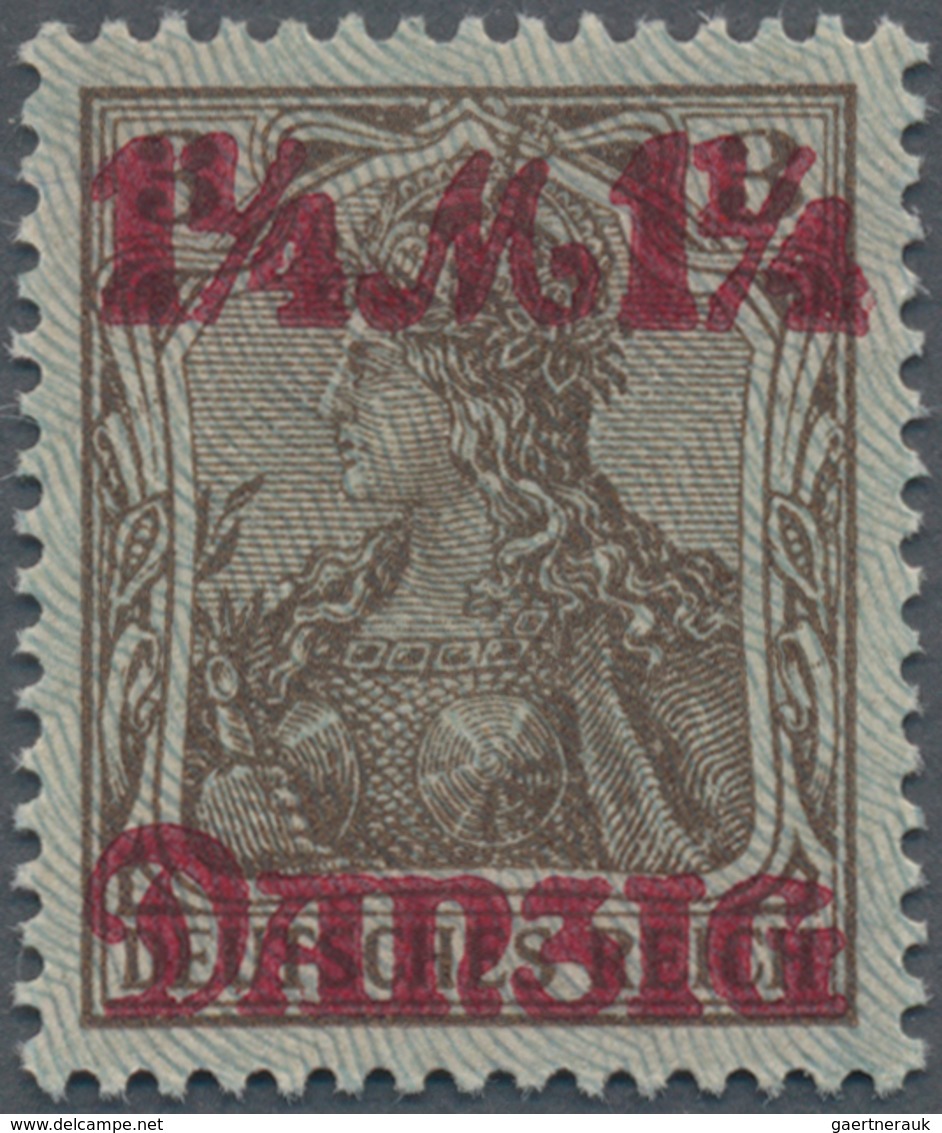 Danzig: 1920, 1 1/4 M. Auf 3 Pfg. Germania Mit Doppeltem Netzunterdruck, Spitzen Nach Oben, Postfris - Autres & Non Classés