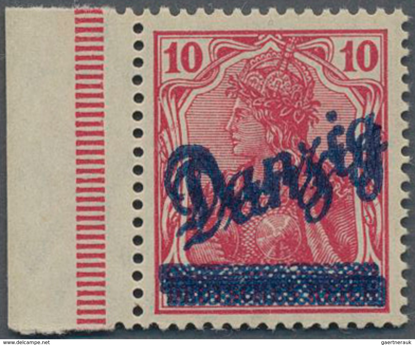 Danzig: 1920, Kleiner Innendienst 10 Pfg Tadellos Postfrisch Vom Linken Rand, Mit EXTREM SELTENEN DO - Other & Unclassified