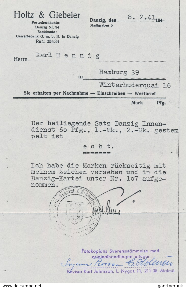 Danzig: 1920, Großer Innendienst, Glasklar Mittig Gestempelter Wert Zu 2 M "DANZIG LANGFUHR 17.9.20. - Andere & Zonder Classificatie