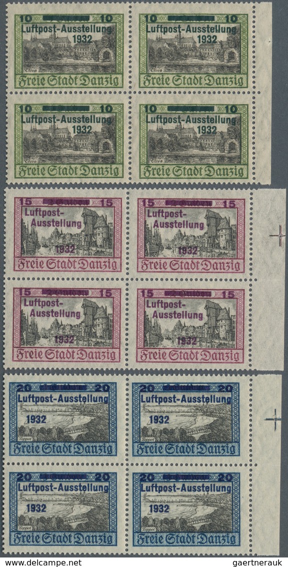 Danzig: 1932, Luposta Im Postfrischen Viererblock Vom Bogenrand, Teilweise Mit Passerkreuz. (Mi€880, - Sonstige & Ohne Zuordnung