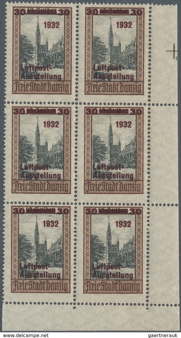 Danzig: 1932, Luposta Je Im Postfrischen Senkrechten 6er-Block Vom Bogenrand, Dabei 10+10 Pf Auf 1 G - Andere & Zonder Classificatie