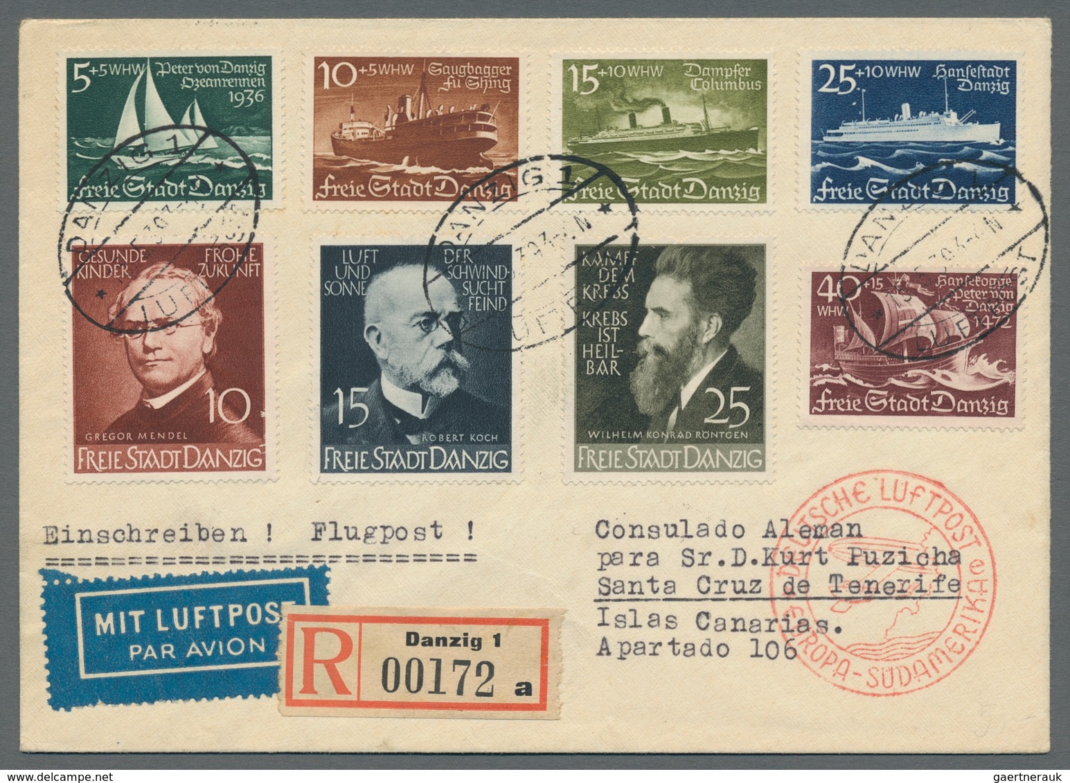 Danzig: 1938, "WHW Schiffe", Zwei Komplette Sätze (einmal Mit Zusatz Mi. 306-308, Mi. 308 Ein Zahnfe - Sonstige & Ohne Zuordnung