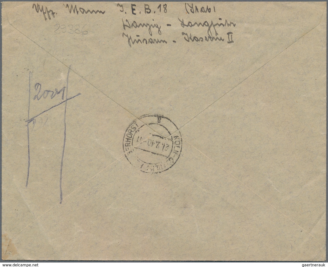 Danzig: 1940, Feldpost-R-Brief Von Danzig-Langfuhr 1 Nach Köln Mit 30 Pf Dt. Reich-Marken Für Die Ei - Andere & Zonder Classificatie