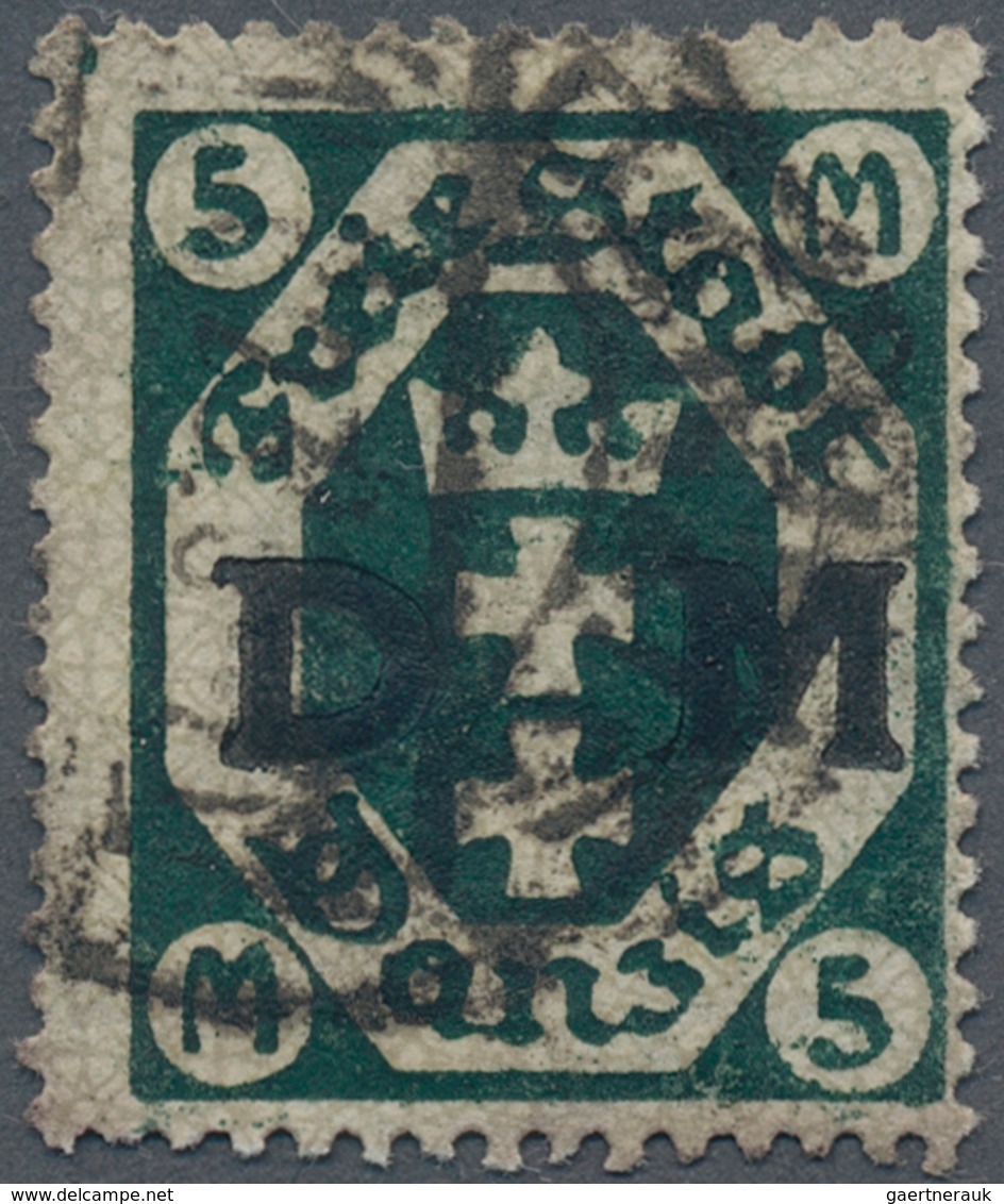 Danzig - Dienstmarken: 1922 (ca). 5 Mark Liegendes Wasserzeichen. Qualitätsstück Mit Bedarfsstempel. - Autres & Non Classés