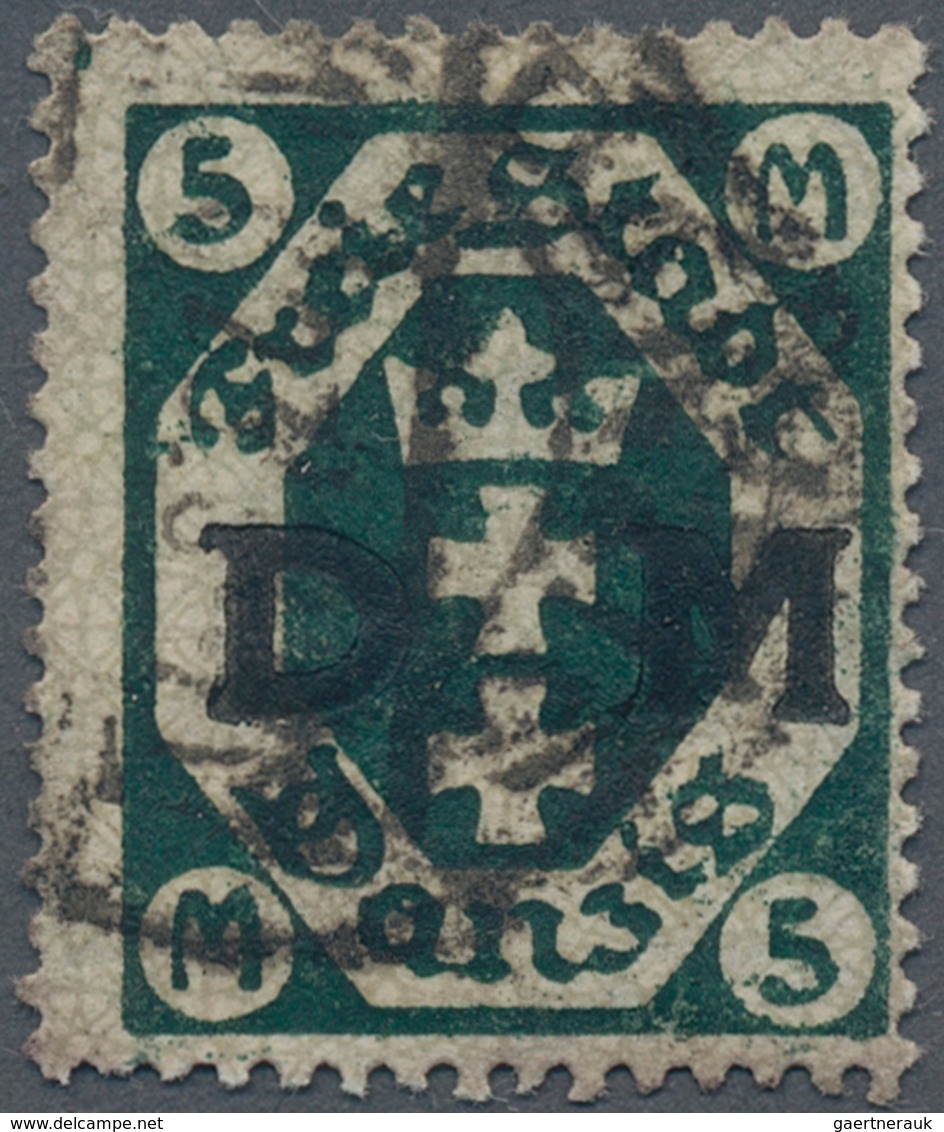 Danzig - Dienstmarken: 1922 (ca). 5 Mark Liegendes Wasserzeichen. Qualitätsstück Mit Bedarfsstempel. - Andere & Zonder Classificatie