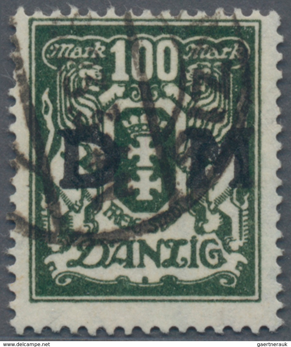 Danzig - Dienstmarken: 1923, 100 Pf Blau Entwertet Mit "DANZIG * 5b" Echt Und Tadellos, Fotoattest B - Autres & Non Classés