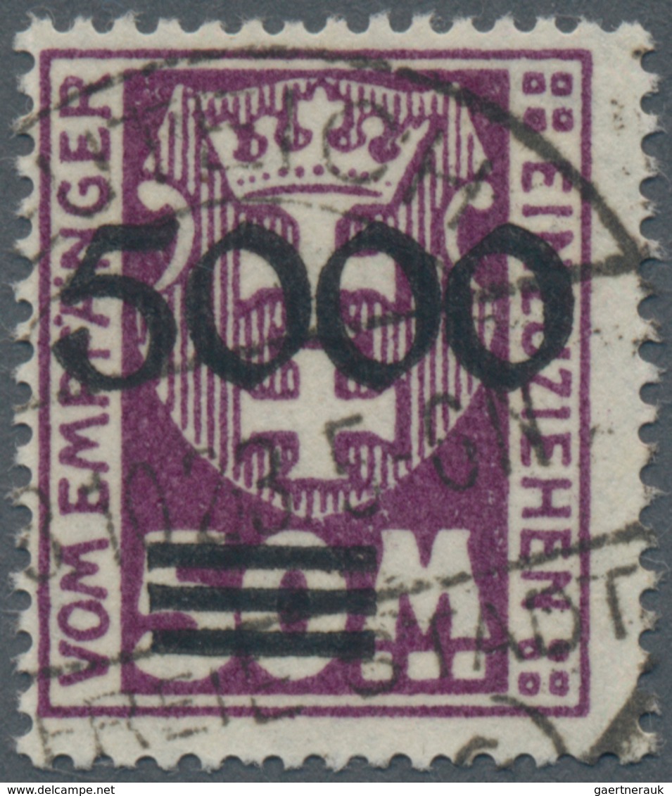 Danzig - Portomarken: 1923, 5.000 M Aufdruck Rußig Schwarz Sauber Gestempelt "(NE)UTEICH", Echt Und - Otros & Sin Clasificación
